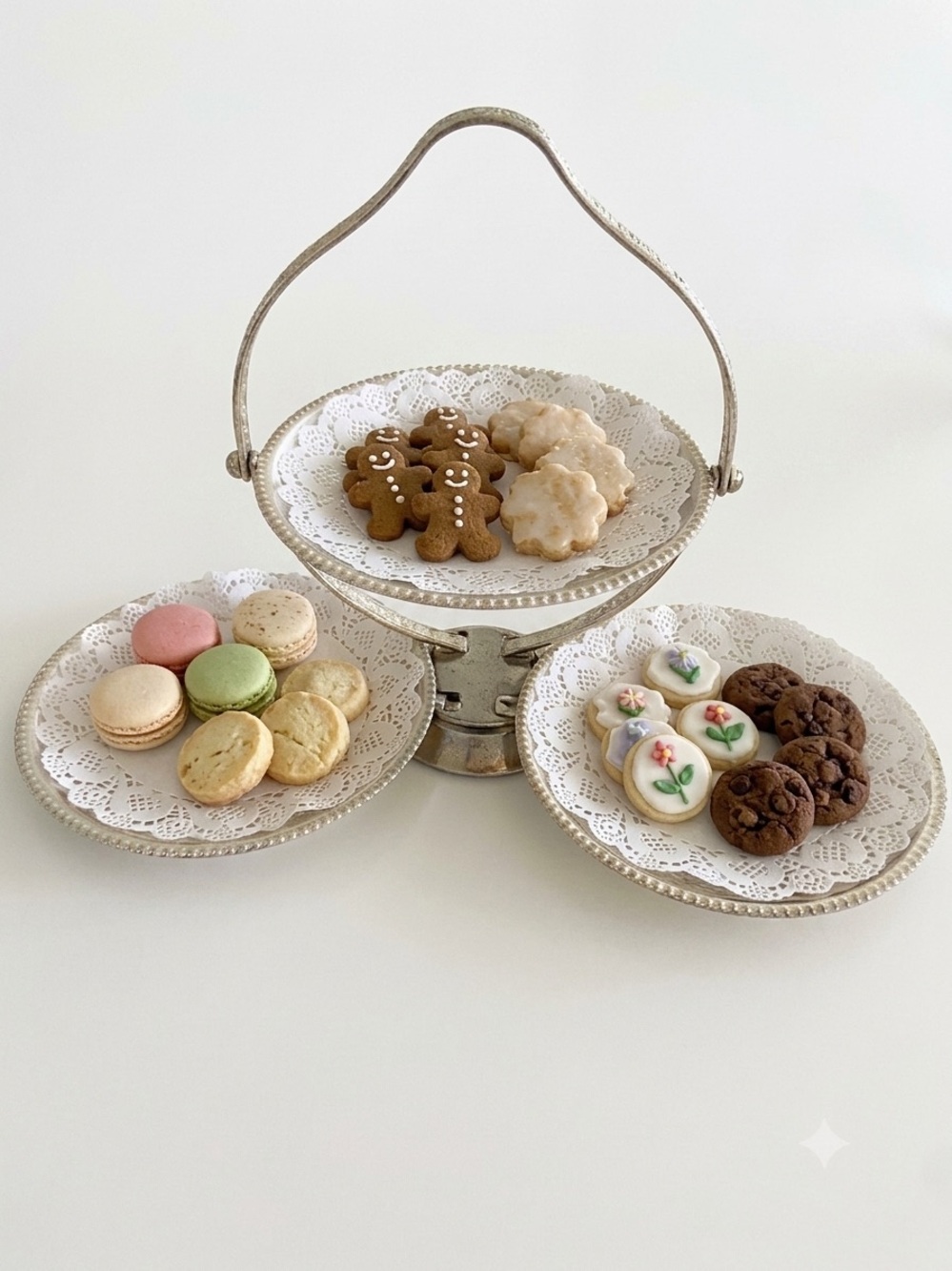 Three-Tier Silver Serving Stand - Elegant Home Dining Display X5